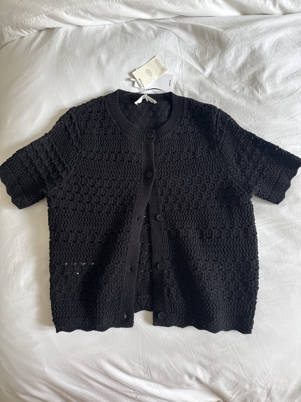 NWT Mango short-sleeved crochet cardigan